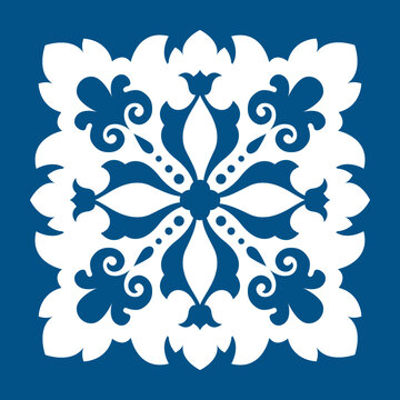 Elegant blue and white tile pattern home decorative - Vector, Illustration.