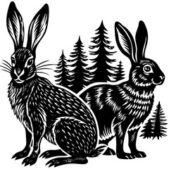 black and white rabbit