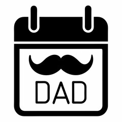 Father’s Day Calendar Icon – Black and White Dad Mustache Graphic