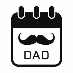 Father’s Day Calendar Icon – Black and White Dad Mustache Graphic