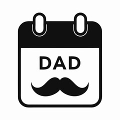 Father’s Day Calendar Icon – Black and White Dad Mustache Graphic