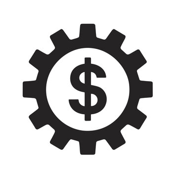Gear with dollar sign symbolizing finance and industry concepts  
