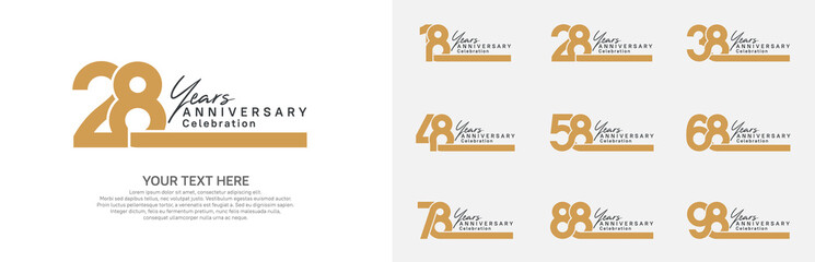 Anniversary logo set vector design, brown color for celebration event