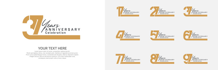 Anniversary logo set vector design, brown color for celebration event