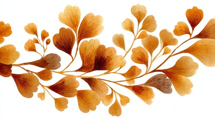 Intricate botanical design with leaves in warm tones.