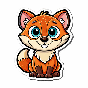 Naklejki sticker Cute Animals design and bold line black , white background ,full  color
