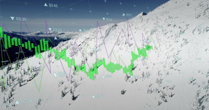 Fototapeta Image of data processing over landscape