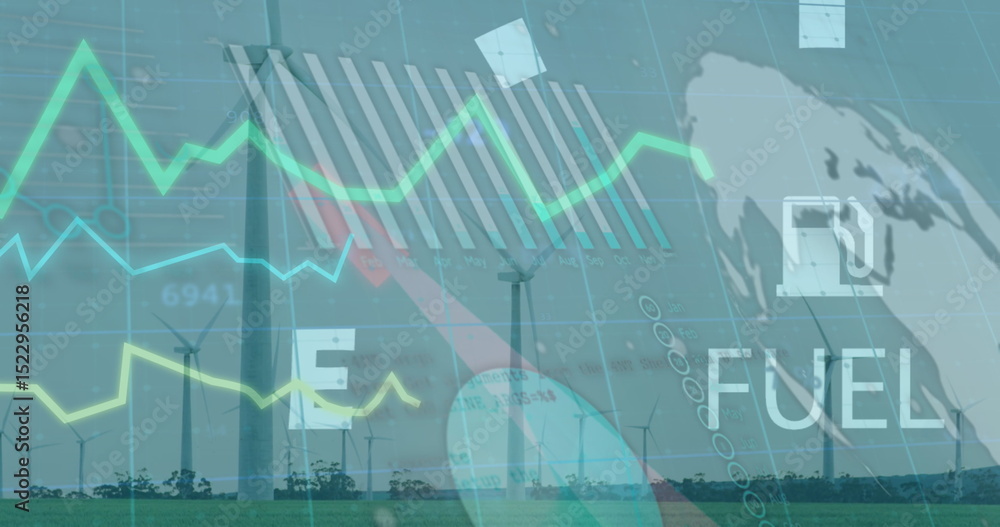 Poster image of data processing over wind turbines