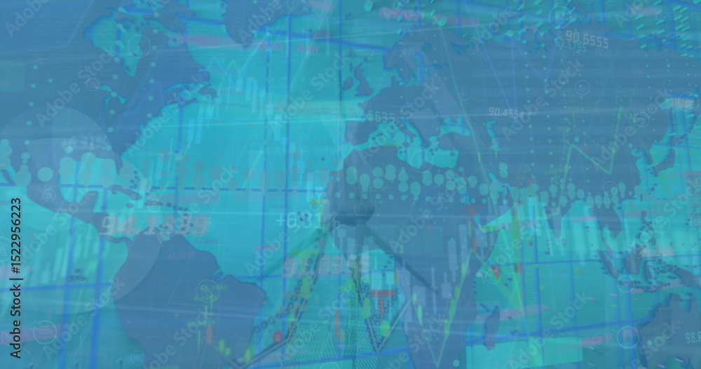 Aufkleber image of financial data processing over world map