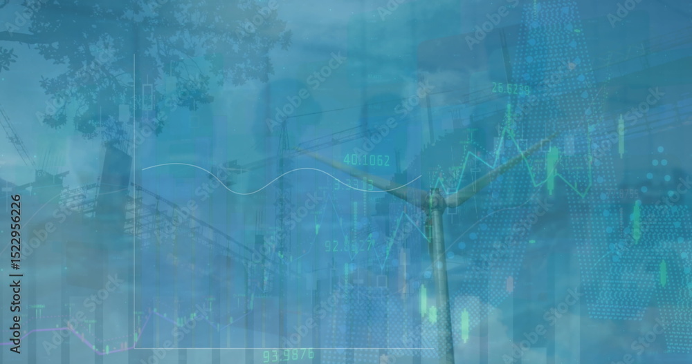 Poster image of data processing over wind turbine