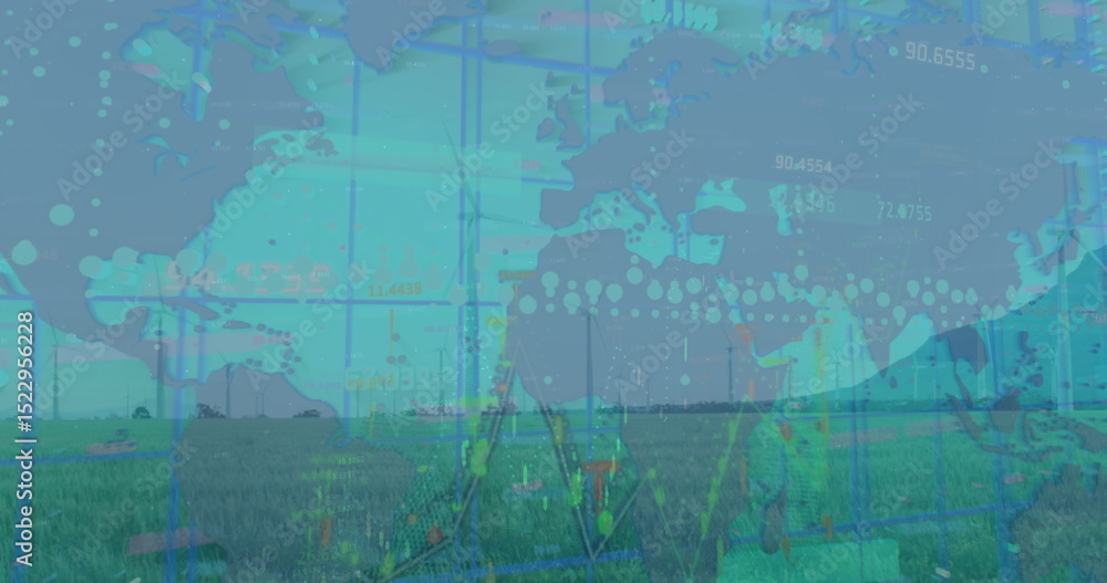 Aufkleber image of data processing over wind turbines