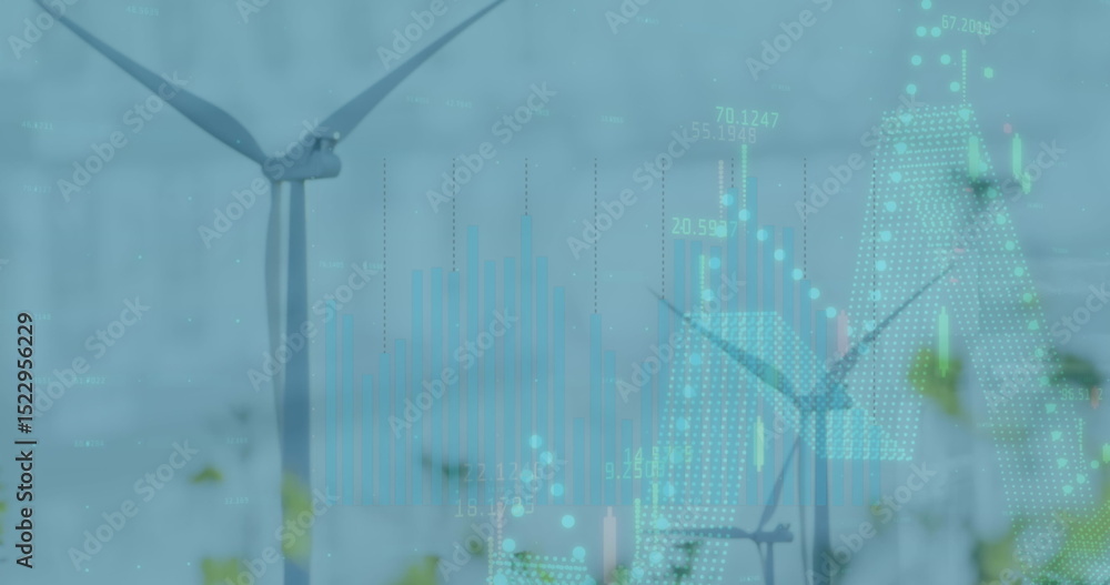 Poster image of data processing over wind turbines