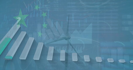 Image of statistics and data processing over globe