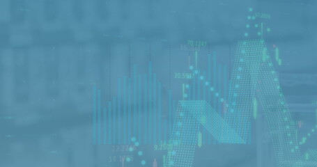 Image of data processing over blue background