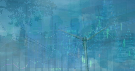 Image of data processing over wind turbine