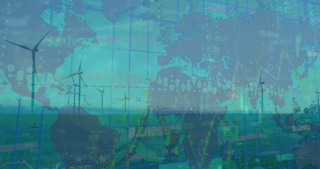 Image of data processing over wind turbines