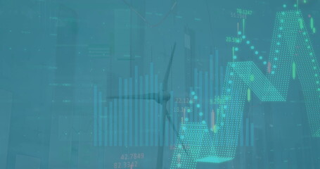 Image of data processing over wind turbine