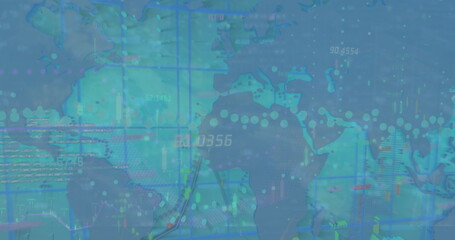 Image of data processing over blue background