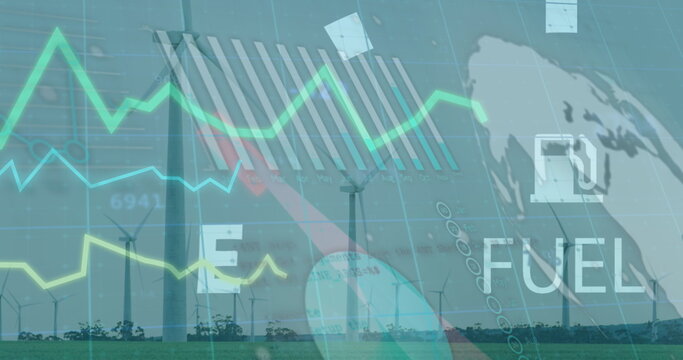 Image of data processing over wind turbines