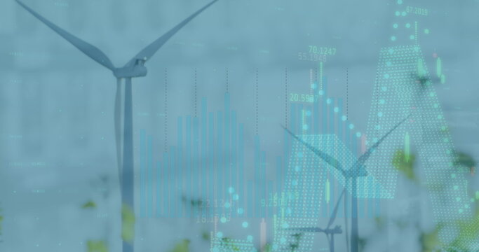 Image of data processing over wind turbines