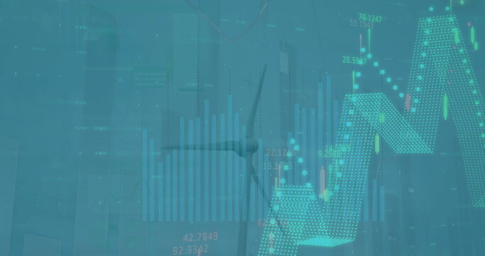 Image of data processing over wind turbine