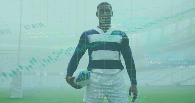 Image of data processing over rugby players