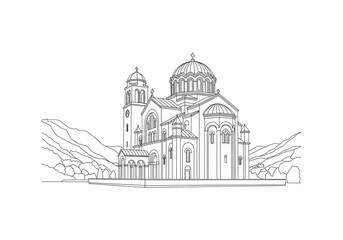 Obraz premium St. Tryphon Cathedral one line drawing 