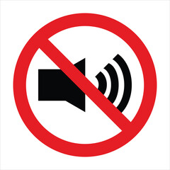 Prohibition sign indicating no sound or noise allowed, ideal for quiet zones or areas requiring silence