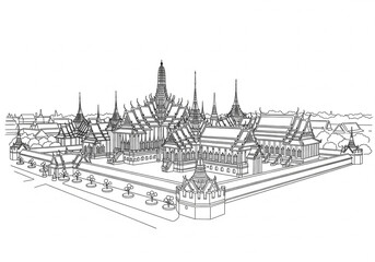 Fototapeta premium Grand Palace one line drawing 