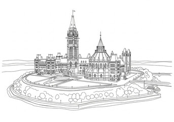 Fototapeta premium Capitol Hill one line drawing 