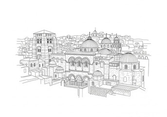 Church of the Holy Sepulchre one line drawing 