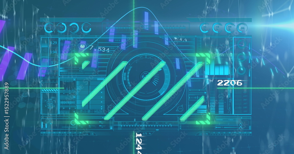 Poster image of scope scanning with graphical infographic interface and moving graph