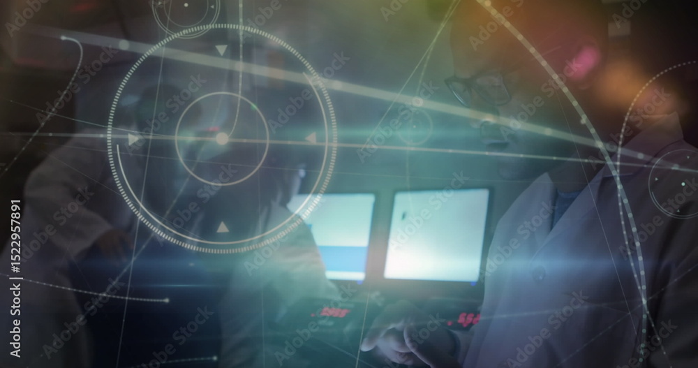 Poster image of network of connections over man using smartphone