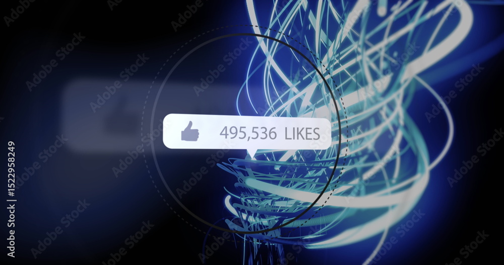 Poster image of subscribe and increasing numbers on black background with blue and white lines