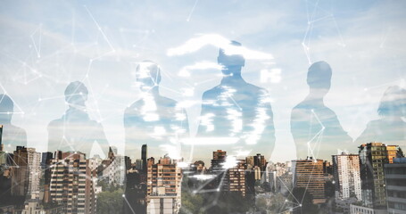 Image of light trails over cityscape