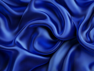 Obraz premium Luxurious, flowing blue silk fabric with elegant folds and a glossy sheen, creating a rich and smooth texture. 
