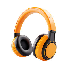 Vibrant Orange Headphones Floating in a Dark Void: Audio Technology Concept