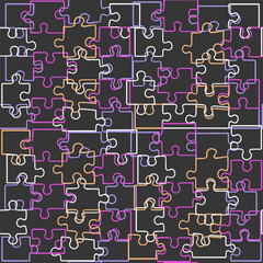 Seamless pattern with puzzle concept in the form of colored pieces.