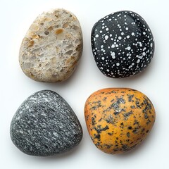 Textured stones with unique patterns and colors arranged in a square.
