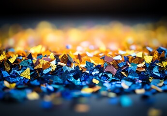 Colorful glitter particles shimmering in light.