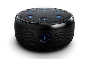 Obraz premium Stylish Black Wireless Portable Smart Speaker with Illuminated Controls