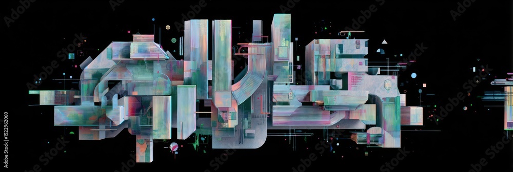 Poster Abstract composition with architectural and geometric elements creating a dynamic and modern design