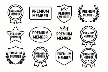 Collection of premium member badge designs featuring crowns and shields