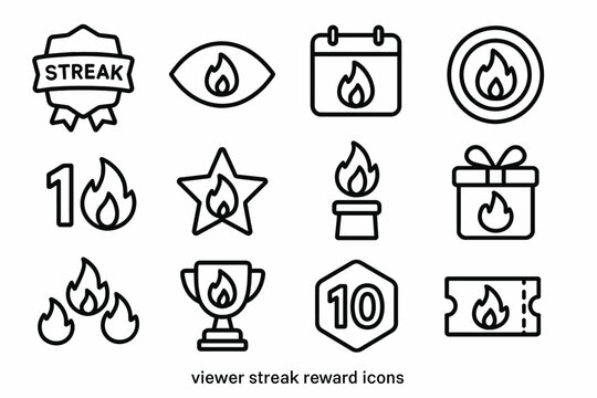 Viewer streak reward icons: achievement symbols and recognition graphics
