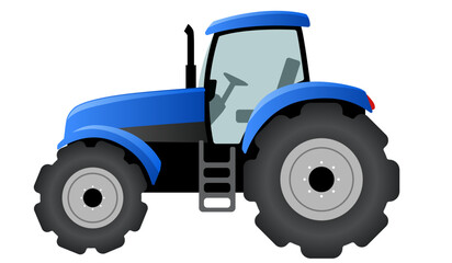 Modern Blue Tractor Illustration in Vector Style isolate on white