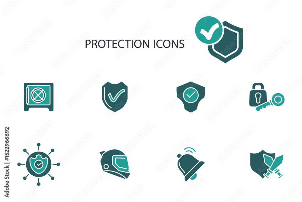 Poster protection icon set.vector.editable stroke.linear style sign for use web design,logo.symbol illustra