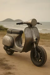 Selbstklebende Fototapeten vintage scooter on the beach © Olan