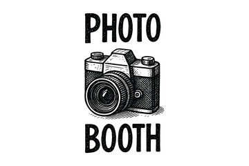 A vector graphic for a photo booth. Featuring a camera icon for photography events.