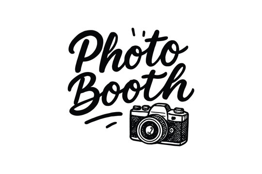 A vector logo design for a photo booth. Featuring a camera icon for photography events.
