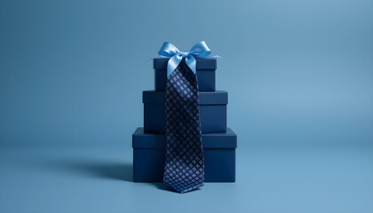 Navy Blue Gift Boxes with Tie Father's Day or Birthday Present Idea